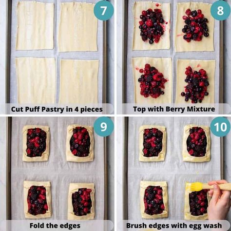 Berry Puff Pastry, Philo Dough, Filled Pastries, Puff Pastry Snacks, Puff Pastry Tarts, Puff Pastry Recipes Dessert, Mulberry Recipes, Pastries Recipes, Pastries Recipes Dessert