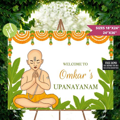 Upanayan Sign, Thread Ceremony Signage, Janeau Sign, Upanayanam Ceremony Sign, Indian Religious Sign Thread Ceremony, Ceremony Signage, Lantern Craft, Ceremony Sign, 26 January, Text Types, Ceremony Signs, Office Max, Rangoli Designs