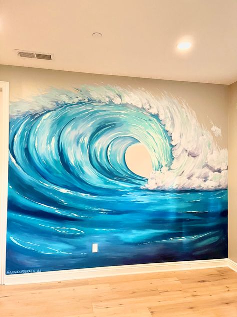 Indoor — Hanna's Murals San Diego Ocean Wall Mural Painting, Wave Mural Wall Art, Beach Mural Painted, Surf Mural, Shark Mural, Ocean Murals, Pto Fundraisers, Wave Mural, Ocean Wall Mural