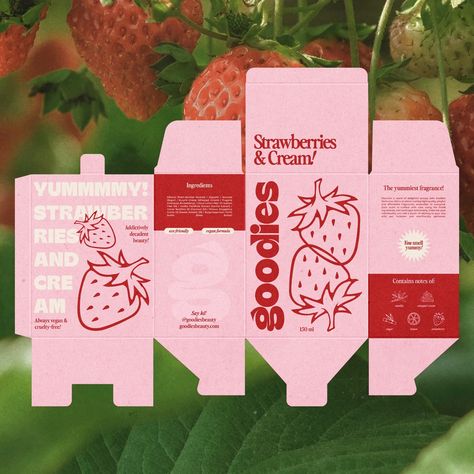 Csenge | Branding & Web Design Studio (@designpoet.co) • Instagram photos and videos Strawberry Packaging Design, Package Design Ideas, Cookie Branding, Paper Skincare, Strawberry Logo, Sweets Packaging, Package Illustration, Bakery Website, Illustrator Logo