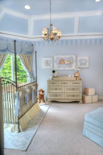 Iron Baby Crib, Royal Baby Nurseries, Celebrity Nurseries, Fairytale Room, Prince Nursery, Baby Blue Nursery, Luxury Nursery, Baby Nursery Design, Blue Wall Colors