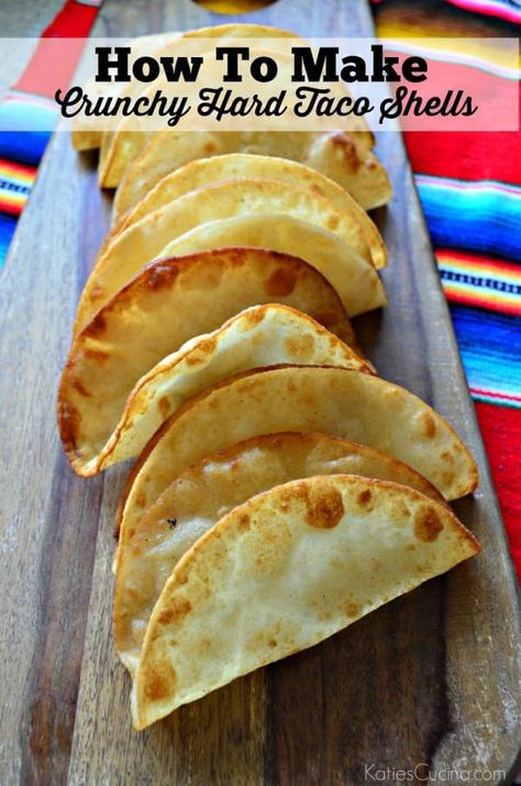 How To Cook Tortillas For Tacos, Fried Tortilla Shells, How To Fry Tortillas, Fried Flour Tortillas Tacos, Homemade Taco Shells, Baked Taco Shells, Corn Tortillas Tacos, Corn Taco Shells, Taco Shell Recipe