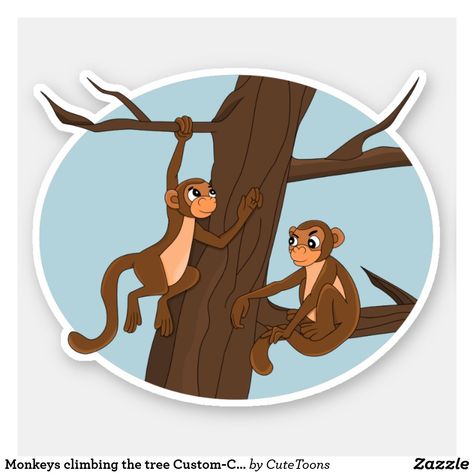 Monkeys climbing the tree Custom-Cut Vinyl Sticker Tree Monkey, Tree Custom, Pet Monkey, Vinyl Sheets, Cartoon Stickers, Primates, Monkeys, The Tree, Sticker Set