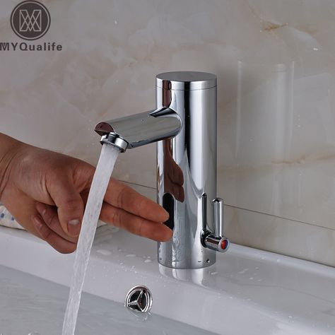 Free Shipping Chrome Hot and Cold Water Basin Sense Faucet Single Handle Automatic Hand Touch Bathroom Mixer Taps Bathroom Sink Taps, Wake Up Early, Plan Your Day, Faucet Accessories, Space Craft, Water Faucet, House Accessories, Sink Taps, Bathroom Basin