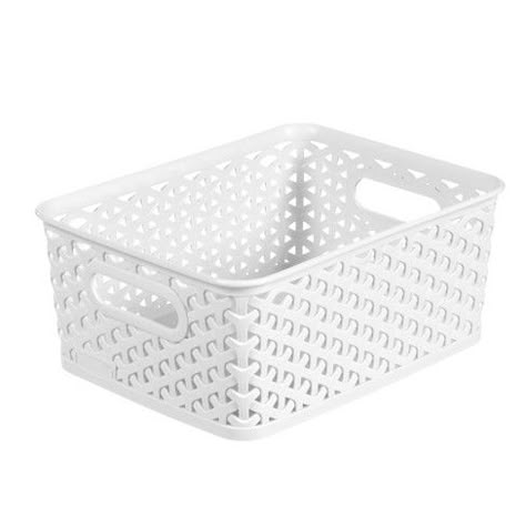 Y-Weave Small : Target Bathroom Storage Modern, Space Saving Storage Ideas, Bins Organization, Basket Aesthetic, Gold Desk Accessories, Cute Basket, Target Kitchen, Storage Bins Organization, White Basket