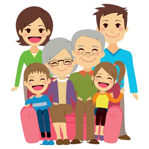 Happy Extended Family. Illustration of cute happy family with mother dad son dau #Sponsored , #Sponsored, #AD, #Family, #Happy, #Extended, #Illustration Cute Family Drawing, Family Picture Cartoon, Happy Family Pictures, Family Picture Drawing, Extended Family Pictures, Family Clipart, Family Vector, People Faces, Family Drawing