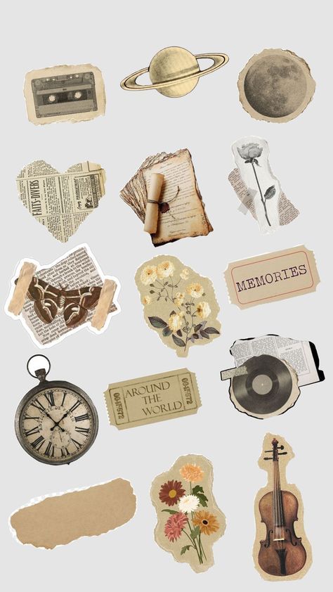 Vintage Style Stickers, Dark Academia Goodnotes, Mapeh Design, Elemen Canva Vintage, Stikers Aesthetic Vintage, Vintage Stickers Printables Retro, Journal Stickers Aesthetic Vintage, Elemen Canva Aesthetic, Aesthetic Scrapbook Stickers