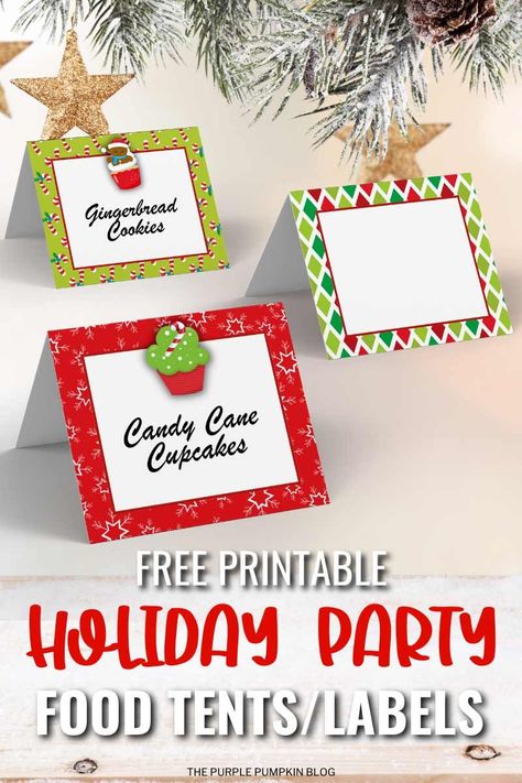 'Tis the season to be jolly, and what better way to spread some holiday cheer than with a festive Christmas party? Make things extra special with these free printable Christmas Party Food Labels - perfect for labeling all of your delicious holiday treats! Christmas Food Signs, Labels For Food At Party, Free Printable Food Tent Cards, Grinch Food Labels, Christmas Food Labels Printable, Food Labels For Buffet, Printable Christmas Place Cards, Christmas Food Labels, Christmas Party Printables