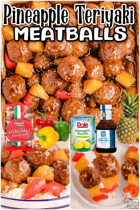 Pineapple Teriyaki Meatballs, Teriyaki Pineapple Meatballs, Meatballs With Pineapple, Teriyaki Meatballs Recipe, Pineapple Meatballs, Teriyaki Chicken Meatballs, Pineapple Teriyaki, Cooked Pineapple, Teriyaki Meatballs