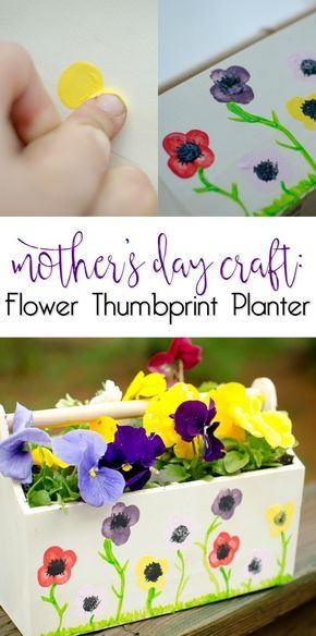 Mother's Day Craft: Flower Thumbprint Planter - This is a perfect Mothers Day gift idea that kids can make. Easy Mother's Day Crafts, Diy Mother's Day Crafts, Mother's Day Craft, Homemade Mothers Day Gifts, Kids Homemade, Fleurs Diy, Diy Gifts For Kids, Mothers Day Crafts For Kids, Mothers Day Gifts From Daughter