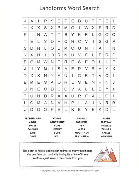 How many of these landforms do you know? It is fun to review geography terms with this word search puzzle game. Geography Terms, Land Form, Land Forms, Word Search Games, You Know It, Puzzle Game, Geography, How Many, Word Search