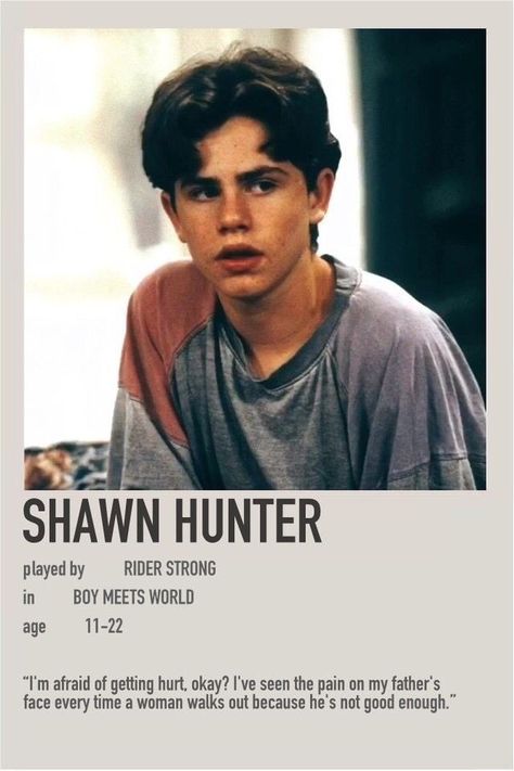 Ryder Strong 90s, Boy Meets World Shawn, Shawn Hunter, Boy Meets World Quotes, 1990s Men, Rider Strong, Requiem For A Dream, Iconic Movie Posters, 90s Men