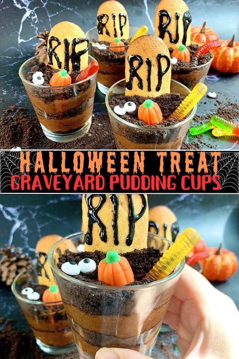 Create spooky yet delightful Halloween Graveyard Pudding Cups for your ghoulish gathering. These easy, fun, and creepy treats will make your Halloween celebration a hit! 🎃 #HalloweenGraveyardCups #SpookyDesserts #FestiveTreats #DIYHalloween #FunFoodIdeas #HalloweenParty #CreepyPudding #HalloweenSweets #TreatsForKids #HolidayCooking Graveyard Pudding Cups, Halloween Pudding Cups, Graveyard Pudding, Halloween Themed Desserts, Milano Cookies, Gummy Candies, Fun Halloween Treats, Dessert Presentation, Halloween Graveyard