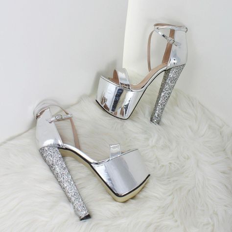 Club Shoes, Ankle Strap High Heels, Silver Mirror, Platform High Heels, Womens Sandals Flat, Photo Colour, Platform Shoes, Womens Heels, Platform Heels