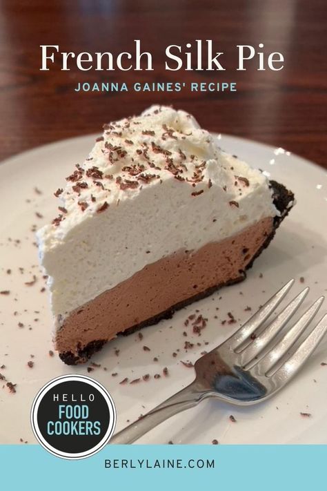 French Silk Pie Joanna Gaines, Joanna Gaines Chocolate Silk Pie, Joanna Gaines Chocolate Peanut Butter Pie, Joanna Gaines French Silk Pie, French Silk Slab Pie, Chocolate Chiffon Pie, Fruit Turnovers, French Silk Pie Recipe, Chocolate Silk Pie Recipe