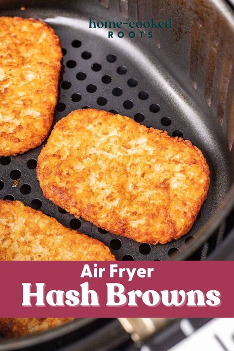 Skip the oven this morning and try these Trader Joe’s Frozen Hash Browns in Air Fryer! They’re perfectly crispy on the outside, yet soft and tender on the inside. Season your hash brown patties with salt and pepper and serve this easy breakfast favorite in just over 10 minutes. Hash Brown Patties, Air Fryer French Fries, Crispy Hashbrowns, Cooks Air Fryer, Air Fryer Oven Recipes, Air Fry Recipes, Air Fried Chicken, Air Fryer Dinner Recipes, Hash Brown