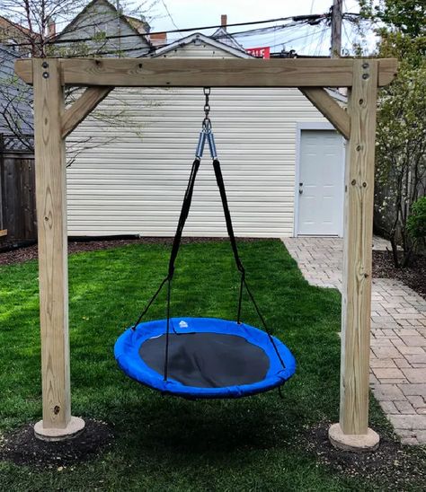 6x6 Post Ideas, Diy Swing Frame, Diy Swing Set, Swing Set Plans, Swing Set Diy, Backyard Playset, Diy Swing, Backyard Swings, Pergola Swing