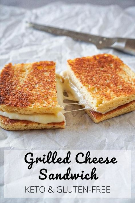 Fast and easy-to-make keto grilled cheese sandwich for those who miss bread on a low carb or keto diet! Serve it for breakfast, brunch, or lunch on its own, or with a soup or salad of your choice. #grilledcheese #ketobread #lowcarbbread #ketosandwich #glutenfreebread #glutenfreesandwich #lowcarbsandwich #ketogrilledcheese #glutenfreelunch #glutenfreebreakfast #ketolunch #ketobreakfast Keto Grilled Cheese, Cheesecake Ideas, Low Carb Sandwiches, Gluten Free Sandwiches, Gluten Free Lunch, Keto Diet Food List, Low Carb Lunch, Sandwiches For Lunch, Low Carb Bread