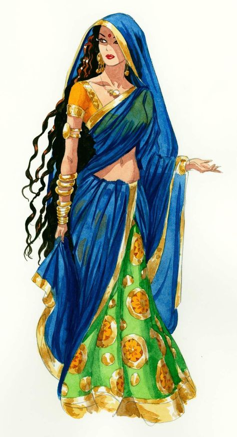 Indian Women Painting, Indian Illustration, Watercolor Girl, Afrikaanse Kunst, Female Art Painting, Ghagra Choli, Fashion Illustration Dresses, Fashion Illustration Sketches, Indian Paintings