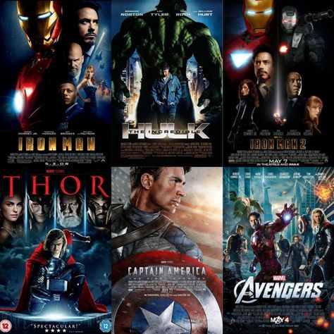 Phase 1 of the MCU. The Infinity Saga. #infinitysaga #marvel #marvelcinematicuniverse #ironman #hulk #thor #captainamerica #blackwidow #hawkeye Infinity Saga, Iron Man Avengers, Revenge Of The Fallen, What To Watch, Marvel Thor, Superhero Comics, Marvel Actors, Downey Junior, Incredible Hulk