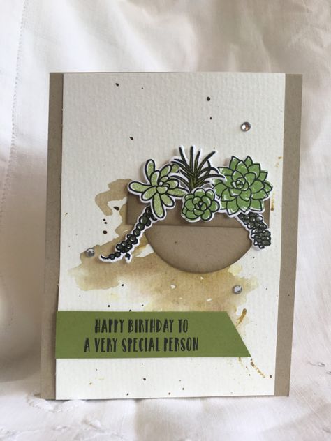 Succulent Cards, Gift Card Presentation, Flowering Cactus, Cards Flowers, Products Ideas, Tree Cards, Stamping Up Cards, Card Making Inspiration, Card Sketches