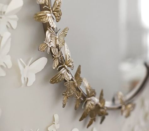 Monique Lhuillier Round Butterfly Mirror | Pottery Barn Kids Monique Lhuillier Pottery Barn Kids, Pottery Barn Kids Nursery, Pottery Barn Bedrooms, Butterfly Bedroom, Butterfly Mirror, Butterfly Room, Butterfly Nursery, Teen Girl Room, Butterfly Baby