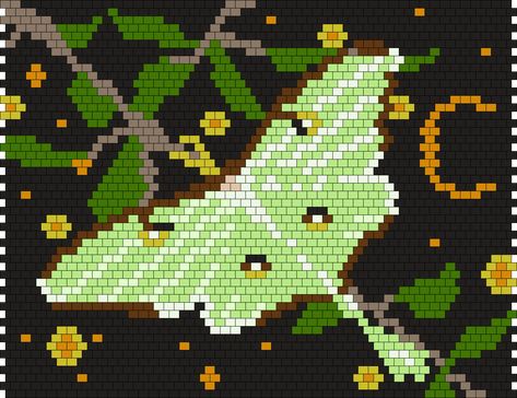 Bead Patterns Animals, Scene Kandi, Beaded Banners, Pattern Maker, Kandi Patterns, Photo Pattern, Beading Patterns Free, Luna Moth, Bead Pattern