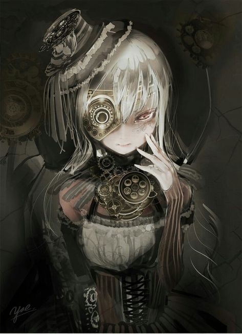 【yae】狼ト生キル のイラスト ゴシック＋スチームパンク Steampunk Kunst, Steampunk Tendencies, Art Steampunk, Art Manga, Gothic Anime, Steampunk Art, Dieselpunk, Art Anime, Awesome Anime