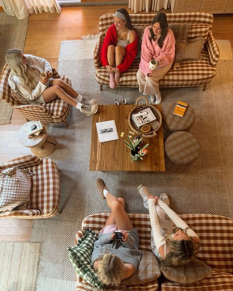 cozy mornings at the cabin ☕️🎀🕯️🪵 Cozy Cabin Girls Trip, Cabin Girls Trip Aesthetic, Friends Cabin Trip, Cabin Weekend Aesthetic, Girls Weekend Aesthetic, Girly Cabin, Travelling With Friends Aesthetic, Bachelorette Cabin Weekend, Cabin Trip Aesthetic