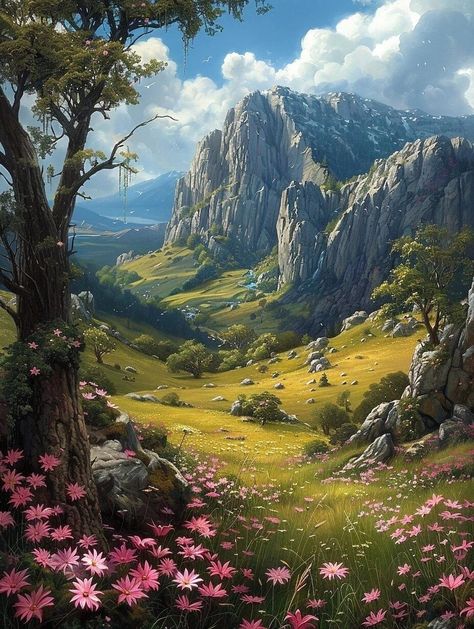 Gaia (Final Fantasy VII) Fantasy Taiga Landscape, Taiga Landscape, Ambient Background, Fantasy Place, Fantasy Nature, Novel Inspiration, Fantasy Worlds, Eyeliner Styles, Art Landscapes