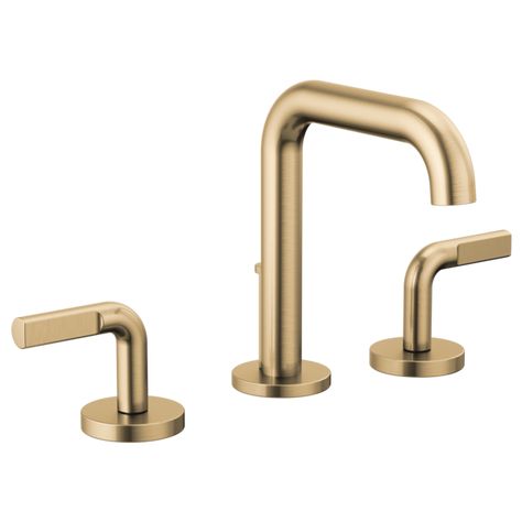 LITZE® Widespread Lavatory Faucet with High Spout - Less Handles 1.2 GPM Gold Faucet Bathroom, Brizo Bathroom Faucet, Brizo Litze, Gold Faucet, Faucet Design, Bar Faucets, Urban Industrial, Widespread Bathroom Faucet, Custom Shower