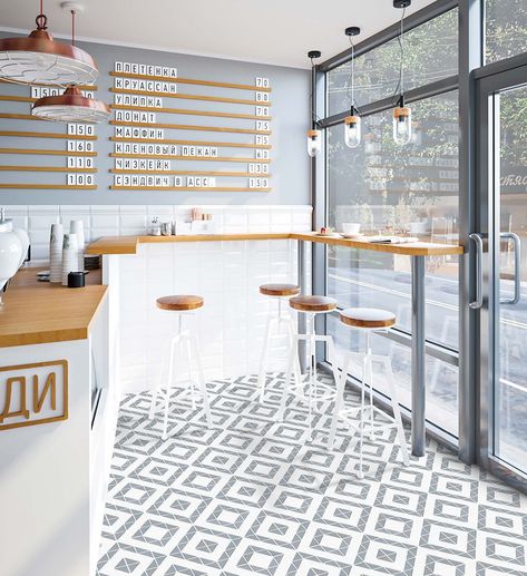 If I had the poise to put the poison in a pot of tea or else a shot of gin, I would be back amid the noise of London by the end of day... #FlooringFriday. #ctoctile #tile #bebold #ihavethisthingwithfloors #blackandwhite #floored #flooring #moderndesign #coffeeshop #GGTLAM Coffee Counter Ideas, Mini Cafe, Shop Floor, Small Coffee Shop, Coffee Shop Interior Design, Kursi Bar, Design Café, Cafe Shop Design, Small Cafe