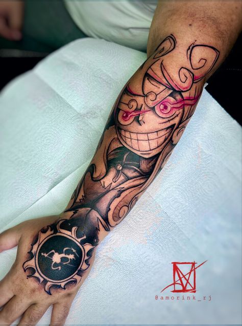 Gear 5 Tattoo, Dragon Ball Tattoos, Luffy Gear5, 5 Tattoo, Dragon Ball Tattoo, Tattoo Anime, Naruto Tattoo, New Tattoo Ideas, Luffy Gear 5