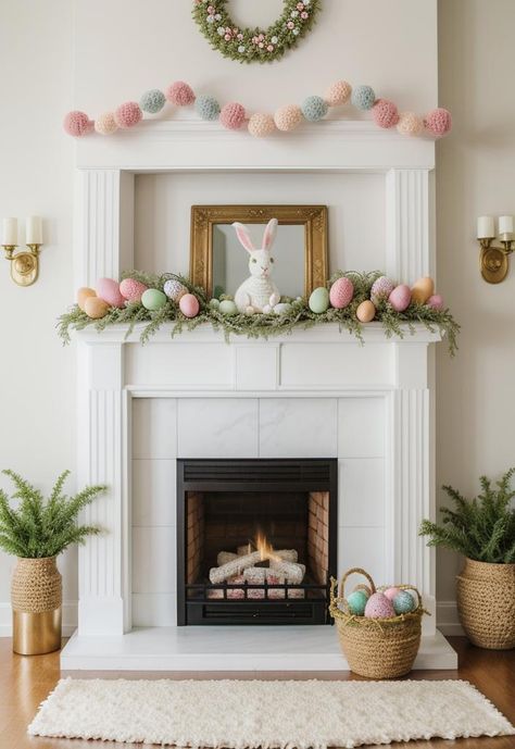 25 Enchanting Easter Decorations for Your Home: Creative Touches Easter Long Table Decorations, Easter Chimney Decorations, Easter Mantle Garland, Indoor Easter Decorations, Bathroom Easter Decor, Easter Modern Decor, Easter Staircase Decor, Easter Kitchen Island Decor, Easter Sideboard Decor