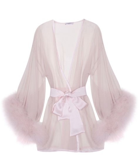 Marabou Robe, Pink Silk Robe, Sheer Kimono, Chiffon Kimono, Pretty Lingerie, Old Hollywood Glamour, Sheer Chiffon, Miss Me, Victoria Beckham