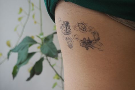 Pond Lily Tattoo, Lotus And Lily Pad Tattoo, Lily Pond Tattoo, Fish Pond Tattoo, Pond Tattoo Ideas, Water Fairy Tattoo, Koi Pond Tattoo, Lilypad Tattoo, Pond Tattoo