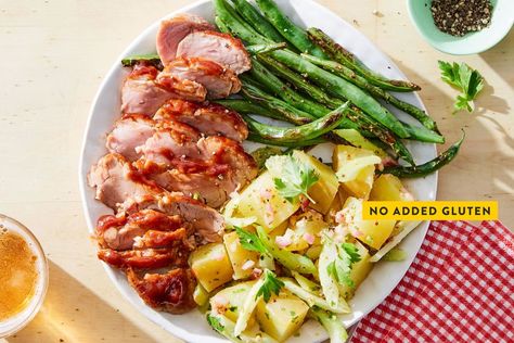 What's On The Menu This Week?｜Marley Spoon Yukon Gold Potato Salad, Bbq Pork Tenderloin, Marley Spoon Recipes, Marley Spoon, Meal Box, Cooking Green Beans, Pork Glaze, How To Cook Potatoes, Bbq Pork