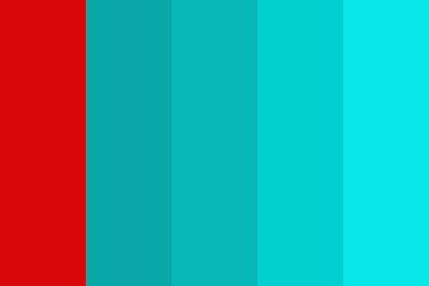 Red and Shades of Turquoise Color Palette Red And Turquoise Color Palette, Color Palette Turquoise, Mushroom Room, Aqua Color Palette, Turquoise Cottage, Turquoise Aesthetic, Red Color Combinations, Turquoise Color Palette, Bedroom Vibes