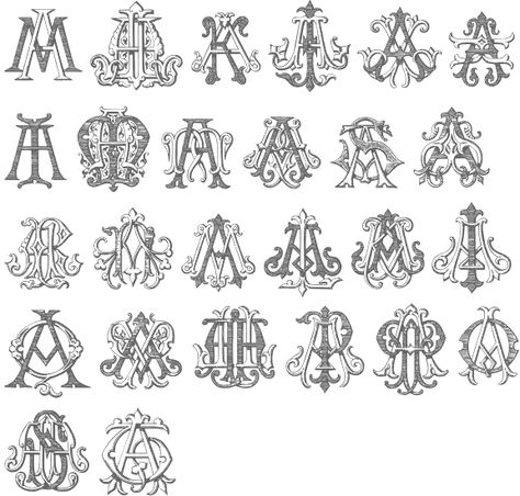 Victorian monograms Logo Design Inspiration Creative, Graphisches Design, Wedding Logo Design, Design Information, Monogram Logo Design, Monogram Alphabet, Lettering Styles, Vintage Monogram, Alphabet Design