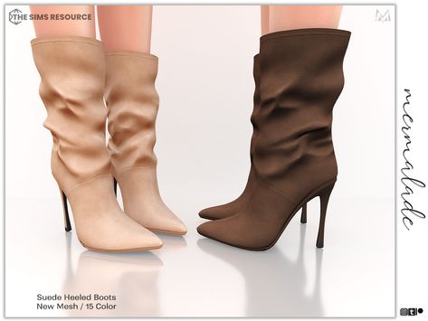 The Sims Resource - Suede Heeled Boots S247 Sims 4 Shark Boots, Sims 4 Alpha Shoes, Sims 4 Cc Women Boots, Sims 4 Cc Fur Boots, Sims 4 Knee High Boots, Sims 4 Cc Shoes Boots, Sims 4 Boots, Sims 4 Thigh High Boots, Sims 4 Heel Boots