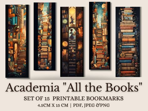 Dark Academia Bookshelf, Bookshelf Bookmark, Books Bookmark, Aesthetic Illustrations, Perfect Student, Best Bookmarks, Bookmark Printable, Student Rewards, Bookmarks For Books