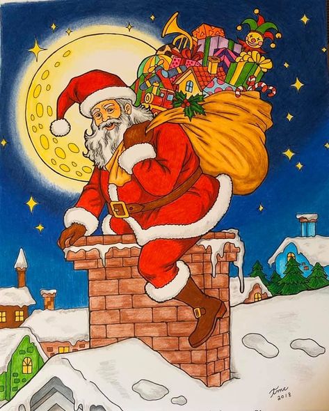 Christmas Themed Drawing Ideas, Christmas Drawing Santa Claus, Christmas Composition Drawing, Santa Claus Drawings, Santa Clause Drawings For Kids, Santa Claus Drawing Art, Christmas Santa Claus Drawing, Christmas Day Drawing, Christmas Santa Pictures