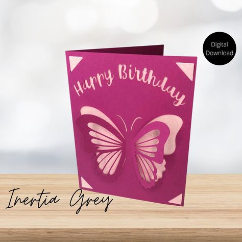 Pop up Butterfly Birthday Insert Card SVG Cricut silhouette | Etsy Happy Birthday Download, Cricut Birthday Cards, Pop Up Card Templates, Cricut Birthday, Joy Cards, Card Svg, Girl Birthday Cards, Cricut Joy, Butterfly Birthday