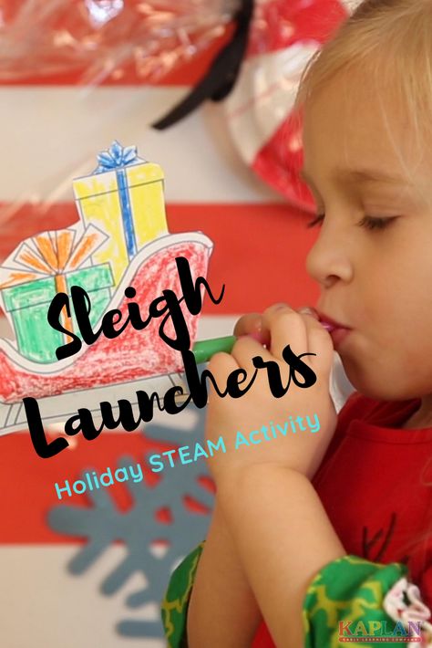 Sleigh Launchers Holiday Activity | Kaplan Early Learning Company Little Red Sleigh Activities, 1st Grade Christmas, Science For Toddlers, Reindeer And Sleigh, Force And Motion, Steam Activities, Kindergarten Crafts, Program Ideas, Sleigh Ride