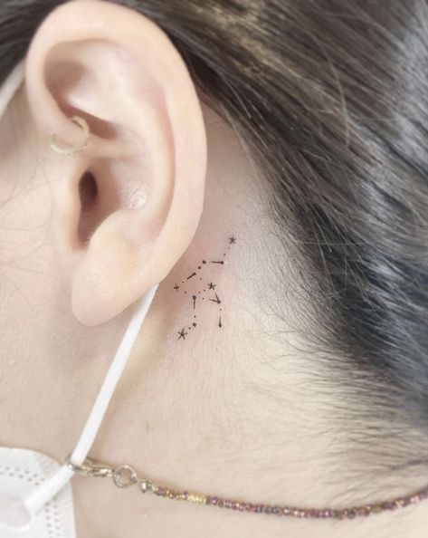 Tattoos Behind The Ear, Aquarius Tattoos, Aquarius Constellation Tattoo, Tattoo Behind Ear, Aquarius Constellation, Aquarius Tattoo, Constellation Tattoo, Aquarius Sign, Constellation Tattoos