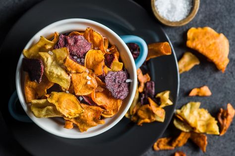 Root Vegetable Medley | Commercial Dehydrators  | Commercial Dehydrators Root Chips, Best Road Trip Snacks, Bean Chips, Trip Snacks, Vegetable Chips, Breakfast Low Carb, 1000 Calories, Vegetable Medley, Road Trip Snacks