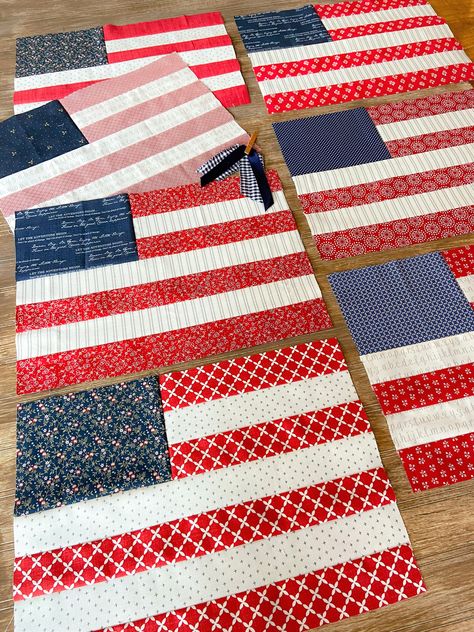 Visit the post for more. Bed Runners Ideas, Stripe Quilt Pattern, Thimble Blossoms, Stripes Quilt, American Flag Quilt, Americana Design, Flag Quilt, Place Mats Quilted, Striped Quilt