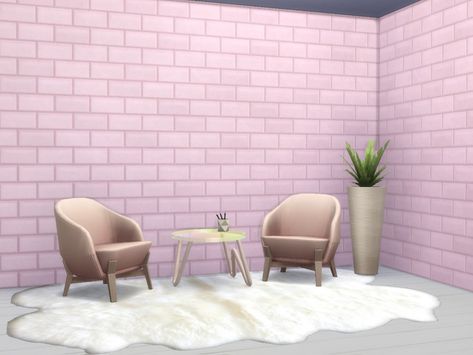 The Sims Resource - Pink Brick Walls Ts4 Wallpaper Cc, Pink Kitchen Walls, Light Pink Walls, Beach Wall Murals, Maxis Match Cc, Brick Walls, Brick Wallpaper, Pink Kitchen, Marble Wall