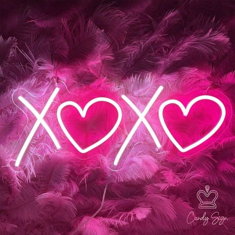 Hot Pink Things, Xoxo Neon Sign, Hot Pink Art, Pink Led Light, Hot Pink Decor, Girls Room Sign, Pink Led Lights, Pink Lights, Pink Neon Sign