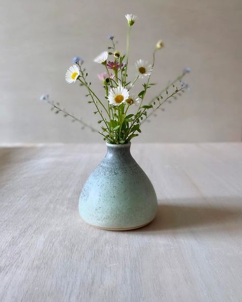 Naomi Critcher Pottery | Bud vases being bud vases! Perfect for a single stem or a gathering of wild flowers.  Hoping to have a few of these ready for my online s... | Instagram Pottery Bud Vase, Ceramic Vase With Flowers, Small Flower Vases, Ceramic Bud Vases, Small Flower Vase, Apartment Things, Ceramic Bud Vase, Chamomile Flowers, Ceramic Vases